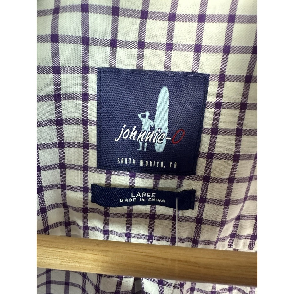 johnnie-O TCU Horned Frogs Embroidered Check Button-Down Shirt Purple/White L - Picture 3 of 12
